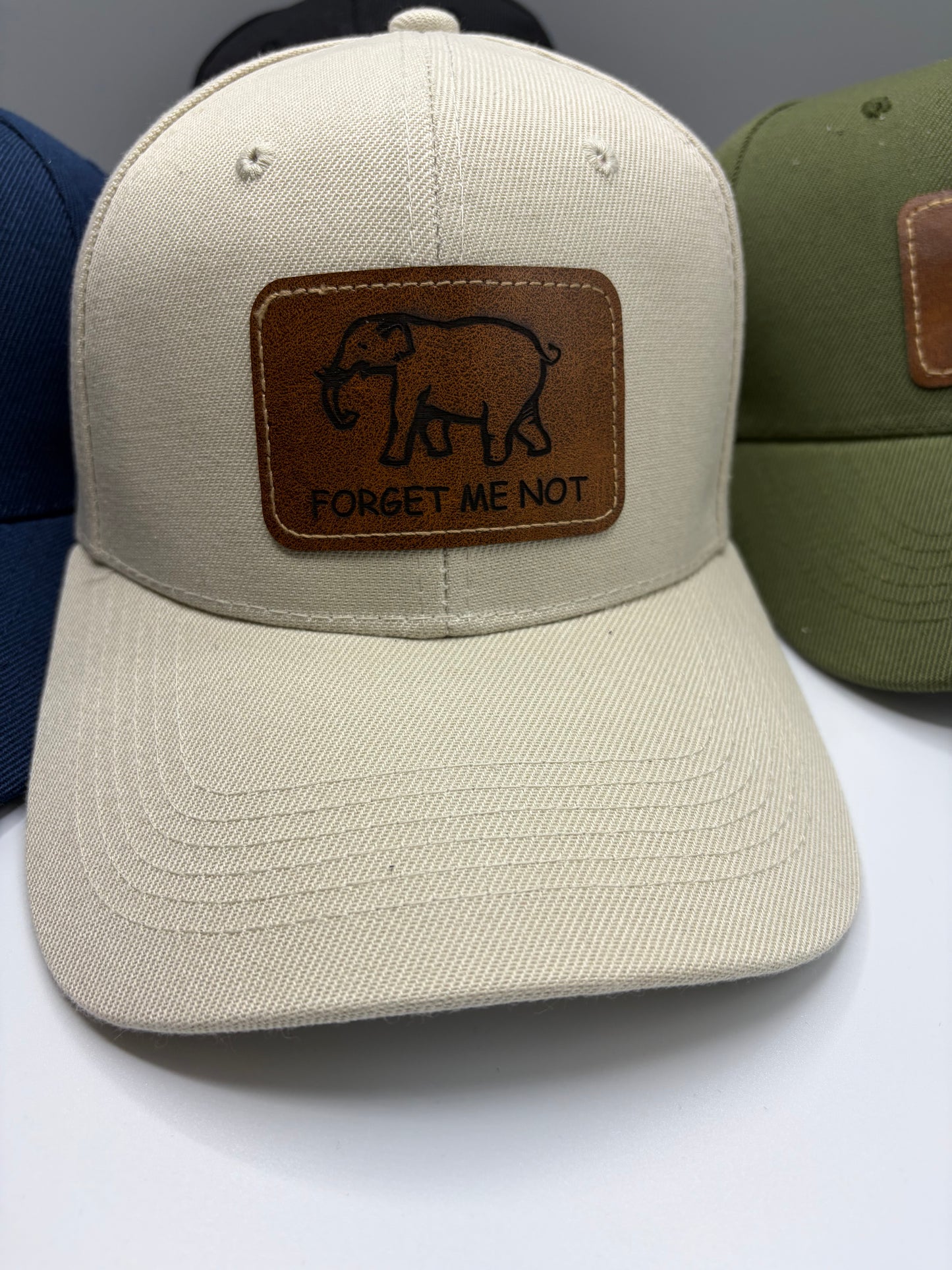 Hat with leather patch
