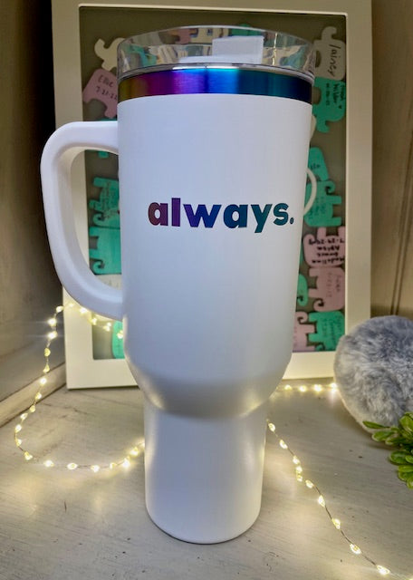40oz Forget-Me-Not Baskets "Always" Tumbler