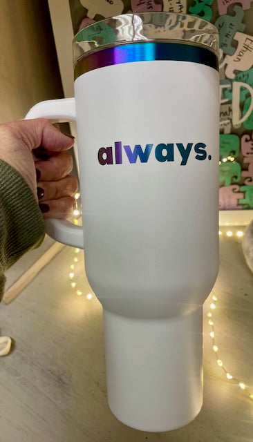 40oz Forget-Me-Not Baskets "Always" Tumbler
