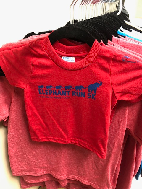 Elephant Run 2020 Short Sleeve T-shirt with footprints on sleeve