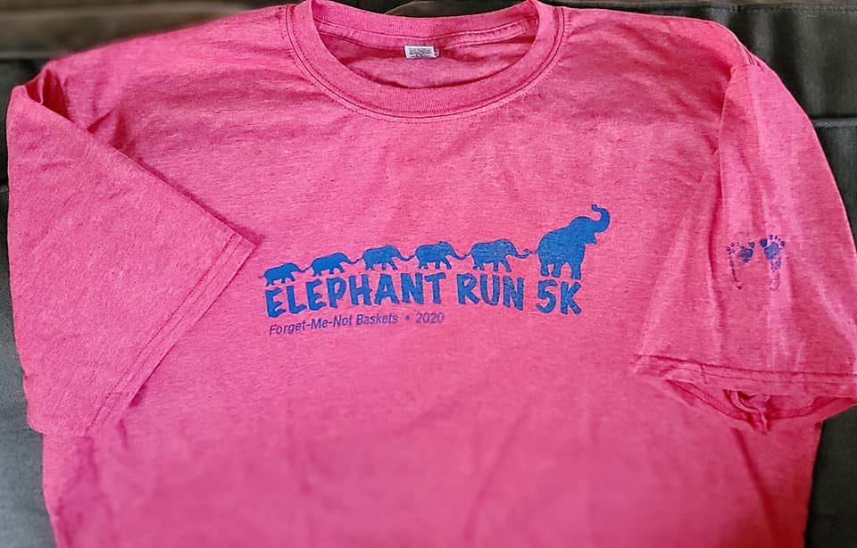 Elephant Run 2020 Short Sleeve T-shirt with footprints on sleeve